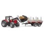 Bruder tractor Massey Ferguson 7480 cu incarcator frontal si remorca pentru lemne